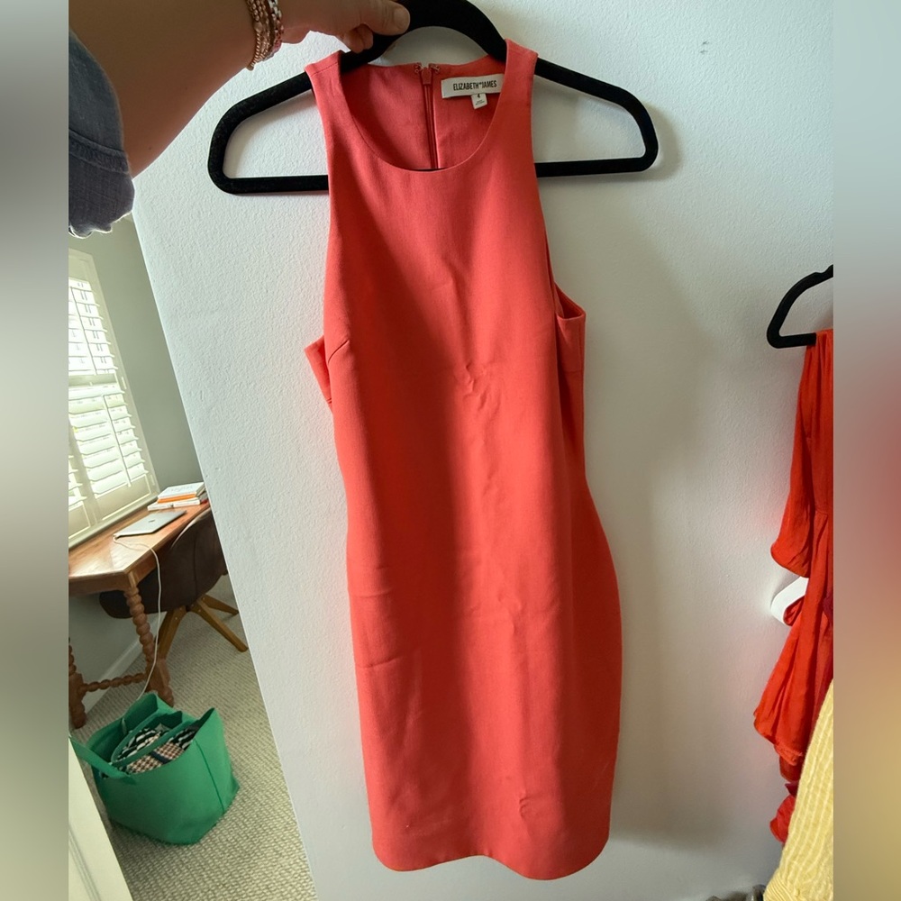 Elizabeth and James Coral Midi bodycon Dress